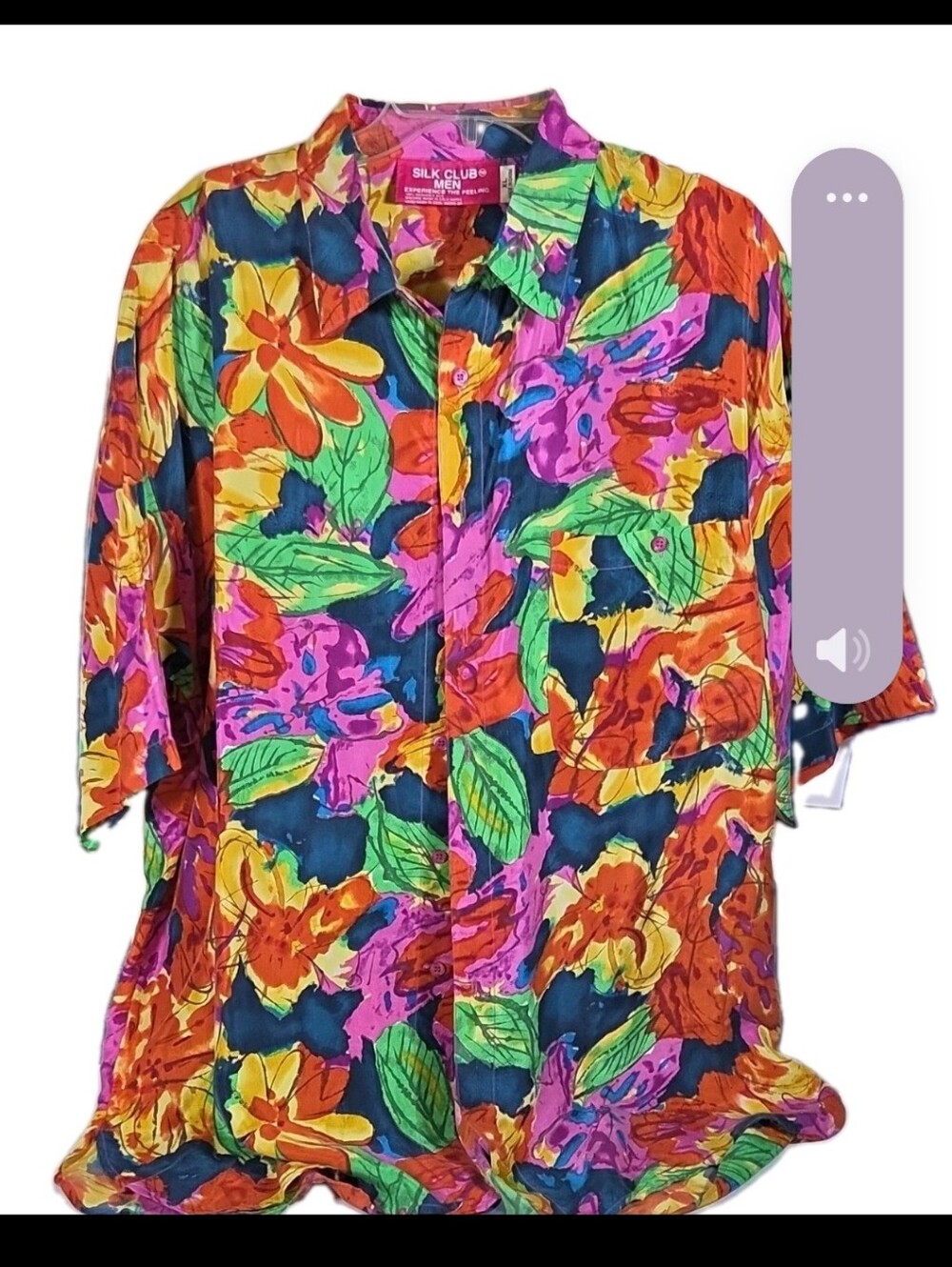 Silk Club Men Bright Tropical Floral Button-Up Shirt Aloha Art4wear Resort